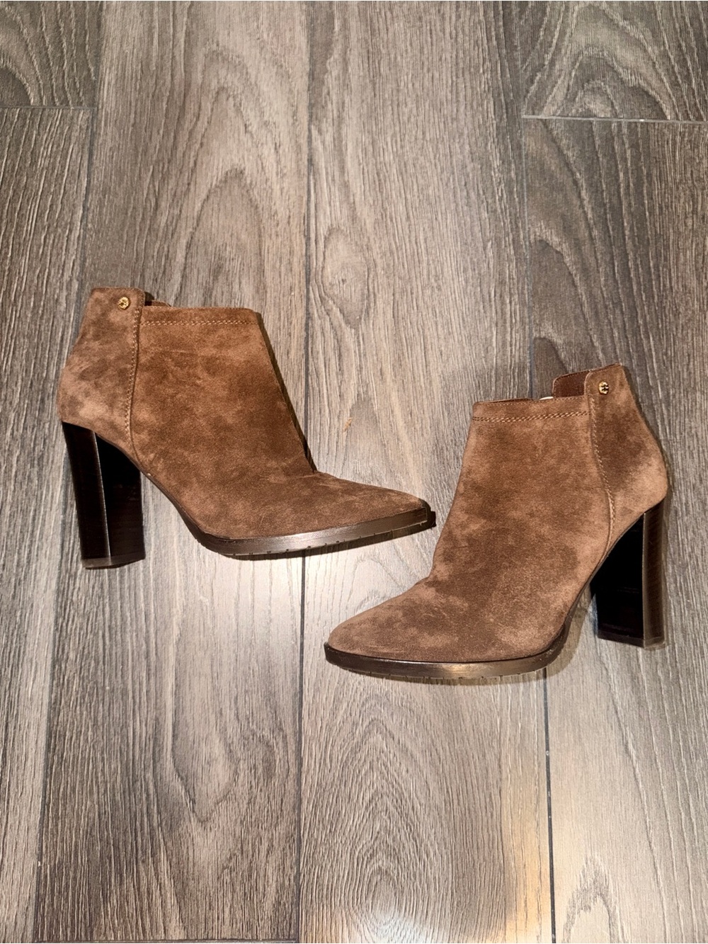 LIKE NEW Jimmy Choo Brown Suede Ankle Booties with Block High Heel